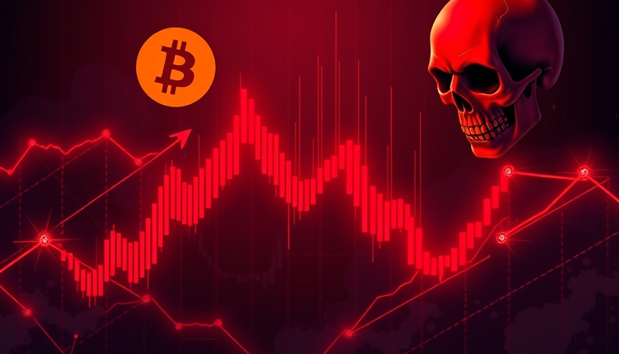 Dark illustrative chart with Bitcoin price predictions, depicting decline.