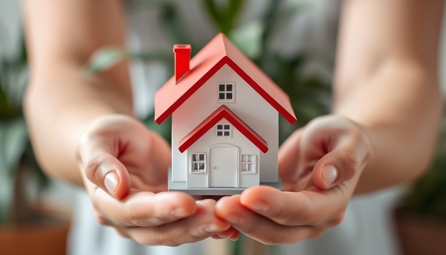 Symbolic hands holding a model house, representing Housing Stability and Mental Health.