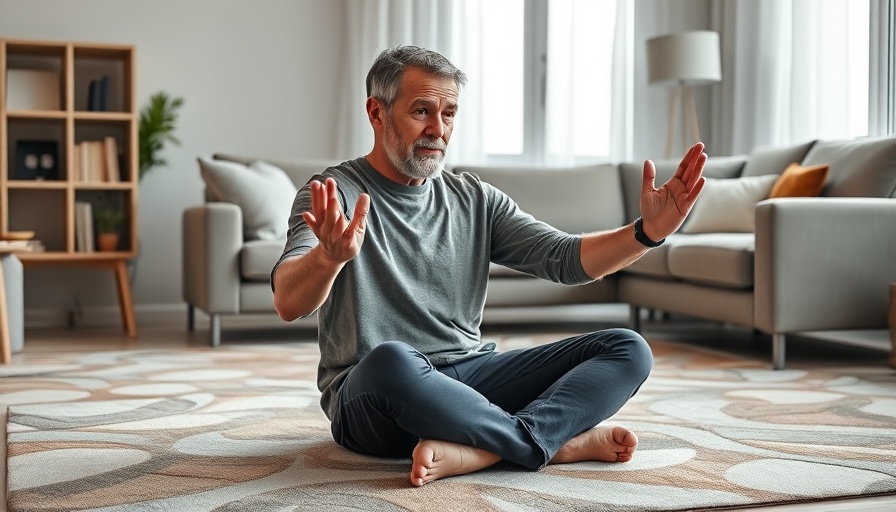 Middle-aged man discusses back pain relief from stretching techniques.