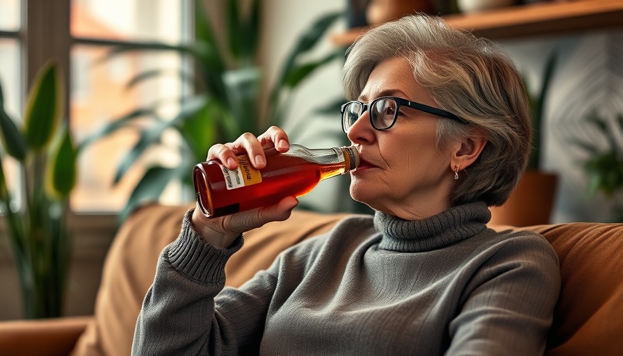 Woman with glasses drinking, considering quitting alcohol for mental clarity.