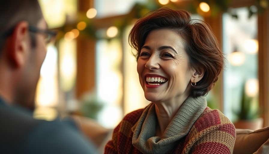 Smiling woman discussing support strategies for overwhelmed parents.