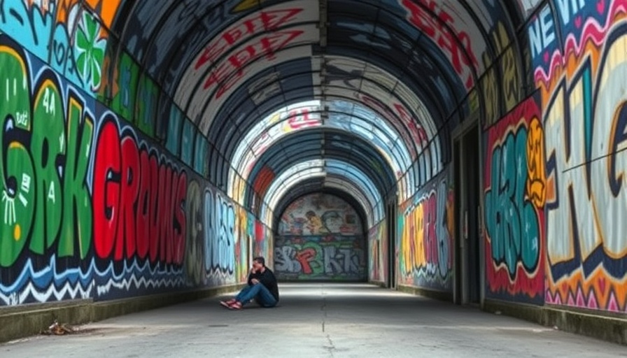 Graffiti tunnel with people contemplating fear of failure.