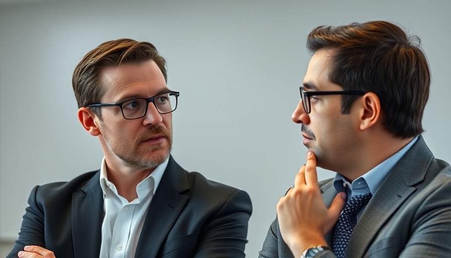 Professional men discussing psychology and counseling differences.