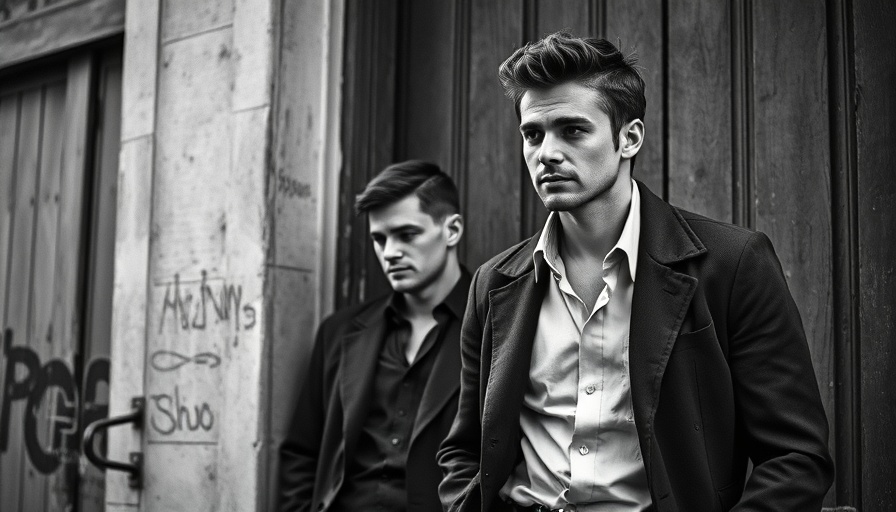 Monochrome portraits of men modeling vintage clothing, sustainable fashion trends 2025.