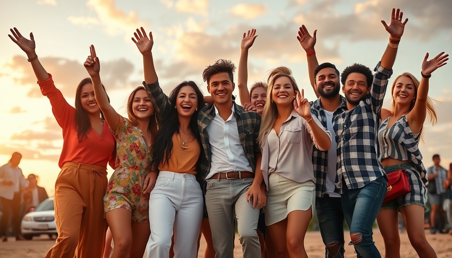 Confident adults celebrating outdoors to overcome shyness.