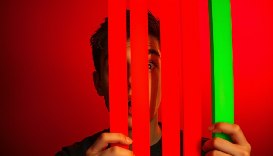 Surprised man holding colored bars, The Moon