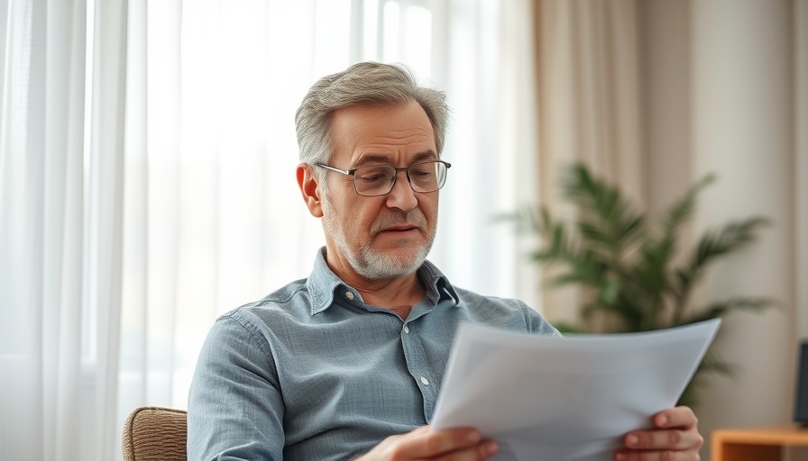 Casual man reading paper on Mental Health in Workplace, modern office.