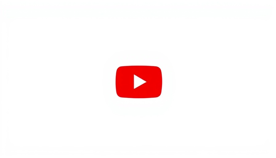 Minimalistic red YouTube icon on white background.