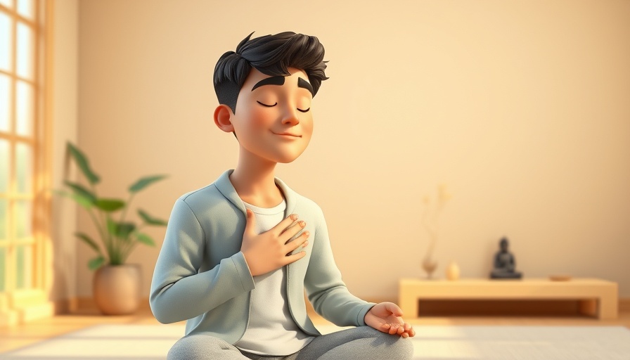 Young man meditating for anxiety relief in zen room.