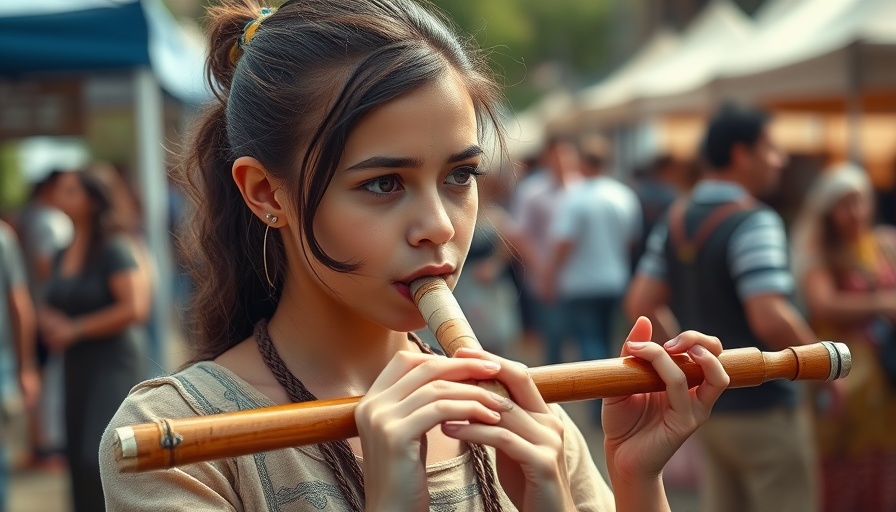 Young female musician playing flute outdoors, showcasing emotional inhibition.