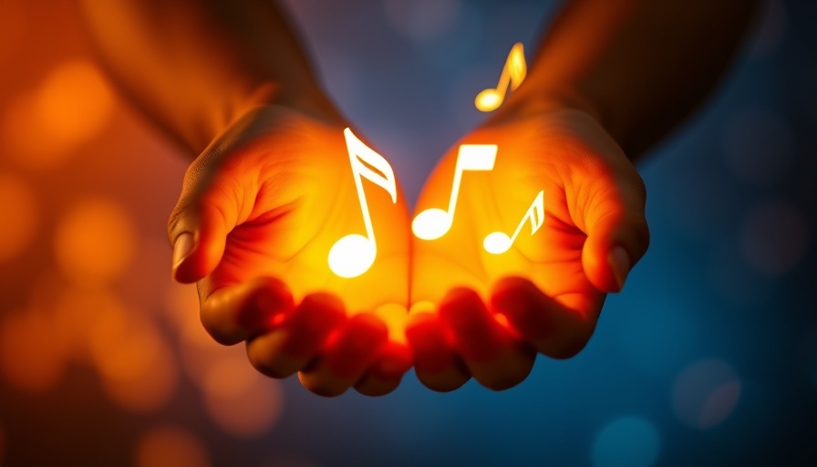 Hands cradling glowing musical notes, symbolizing the healing power of music.