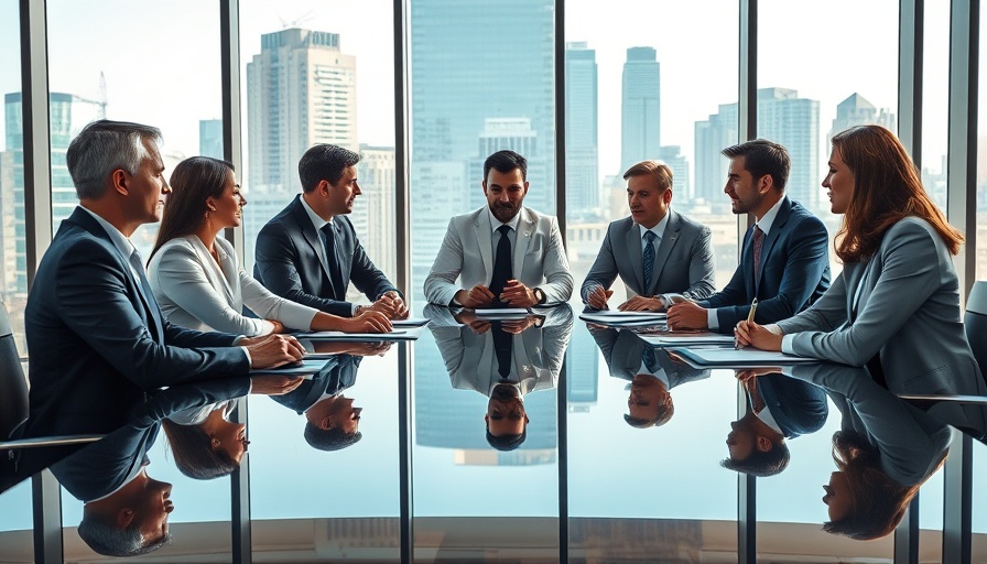 Professionals discussing strategic planning in a modern office.