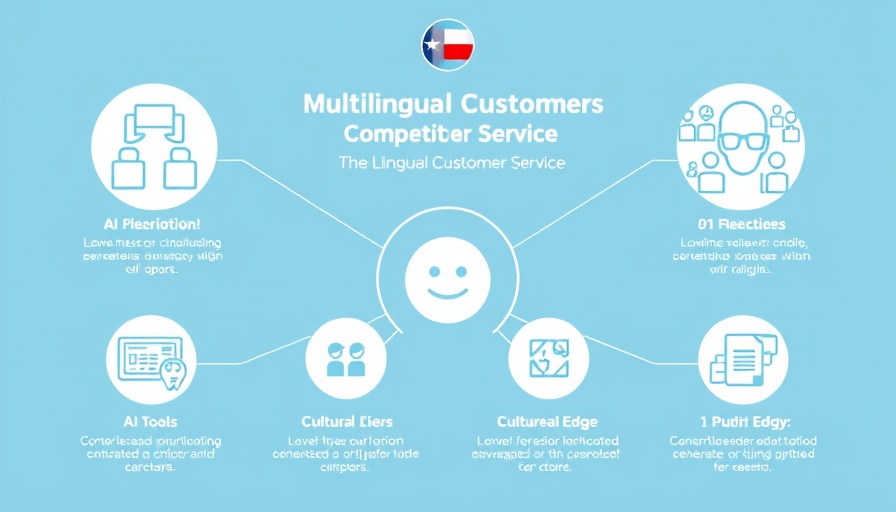 Essential aspects of multilingual customer service graphic, including AI tools and cultural diversity.