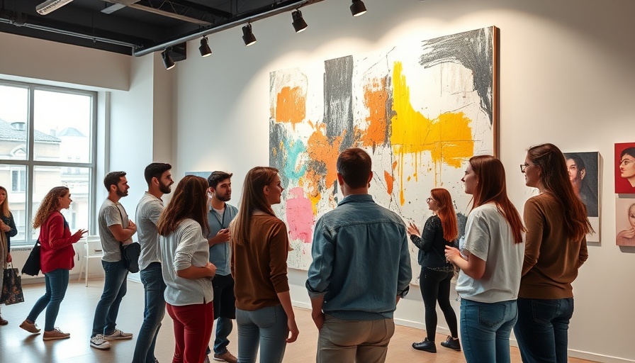 Young artists explore contemporary art opportunities in a gallery.
