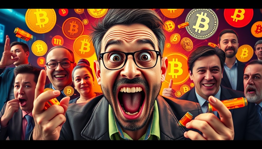 Vibrant crypto news thumbnail with animated figures and symbols.