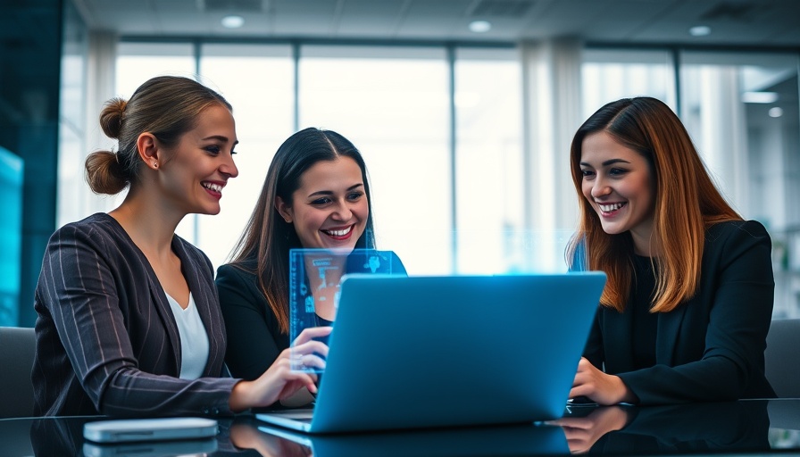 Women exploring digital PR strategies with futuristic tech.