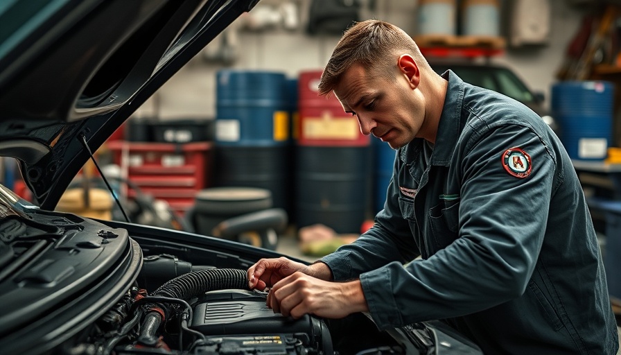 Mechanic practicing car maintenance habits in a garage