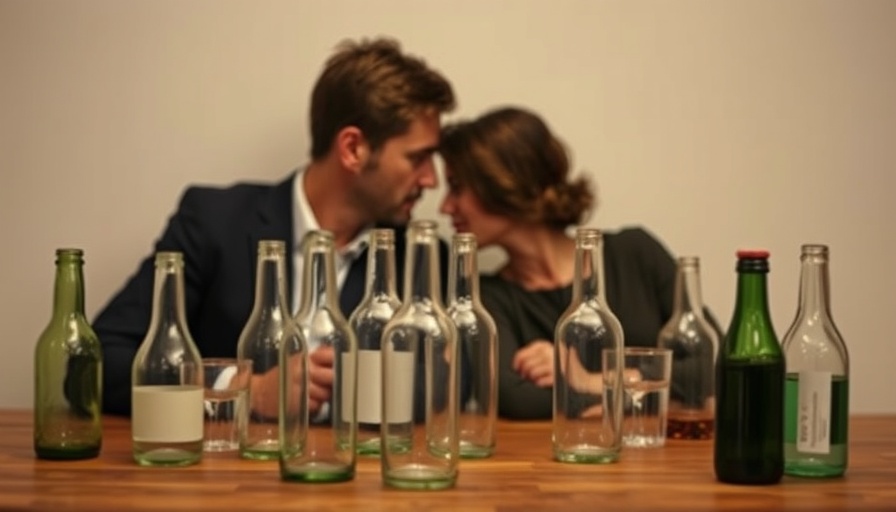Tipsy vs drunk concept with empty bottles and glasses.