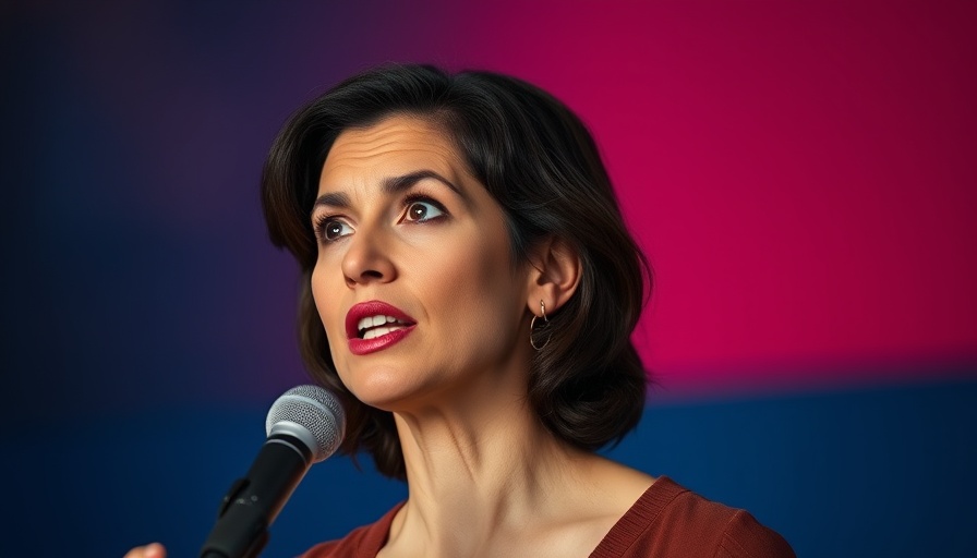 Expressive woman speech in cinematic setting, AI Tools for Trading Cryptocurrency backdrop.
