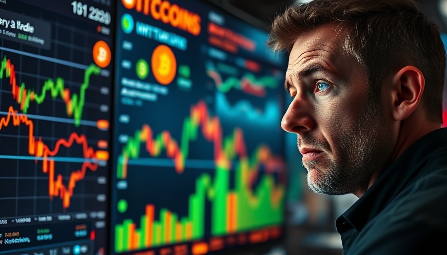 Concerned male analyzing Bitcoin price prediction trends.
