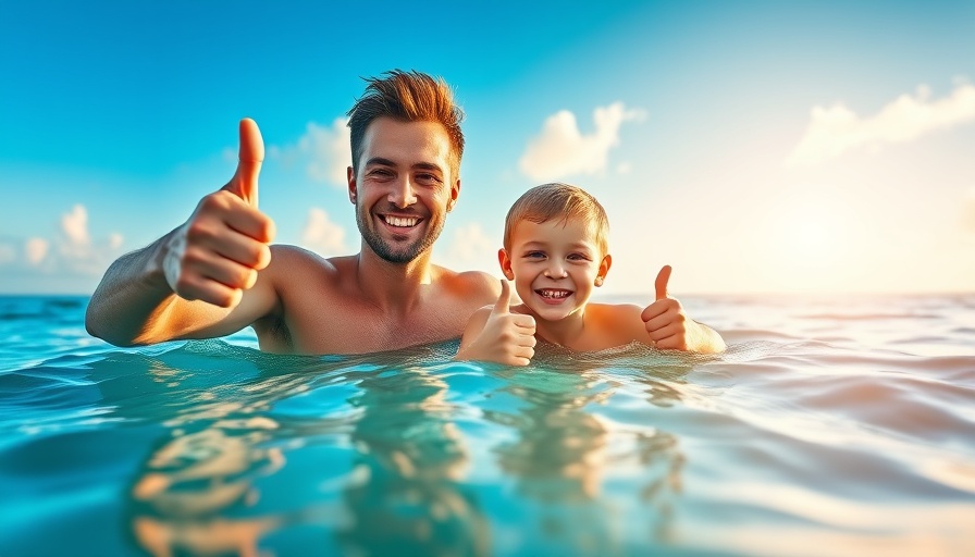 Family Vacation Ideas: Man and boy enjoying ocean swim.