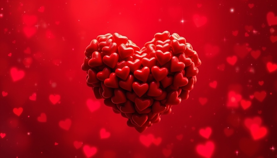 Vibrant heart cluster in a starry red background, sleep health.