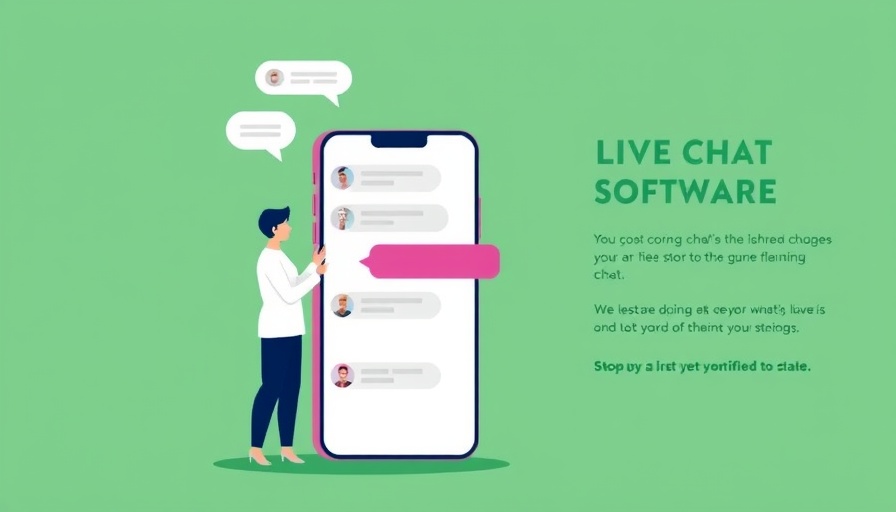AI-Powered Live Chat Tools illustration with smartphone and chat bubbles