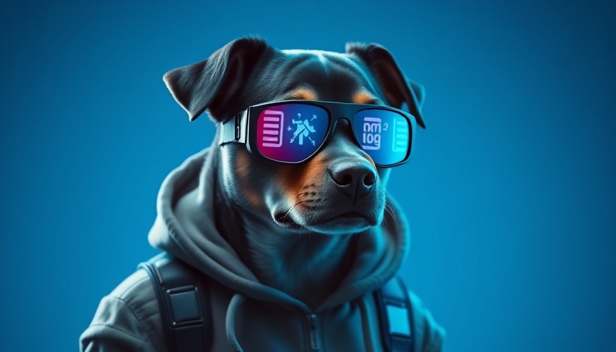 Futuristic dog with sunglasses and hoodie depicting breakout crypto projects.