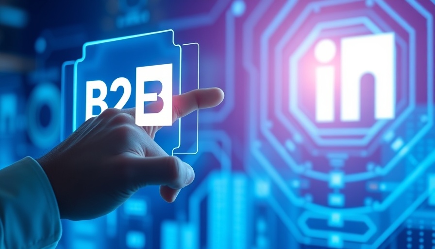 Futuristic digital B2B marketing concept with LinkedIn logo