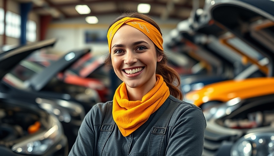 Confident female mechanic embodies financial freedom through entrepreneurship.