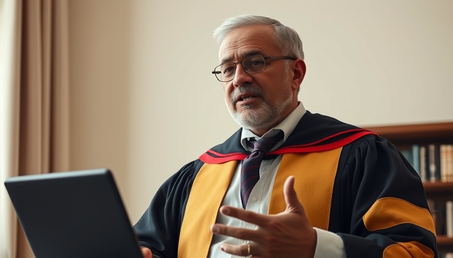 Distinguished professor in academic regalia during lecture for African Literature Council.
