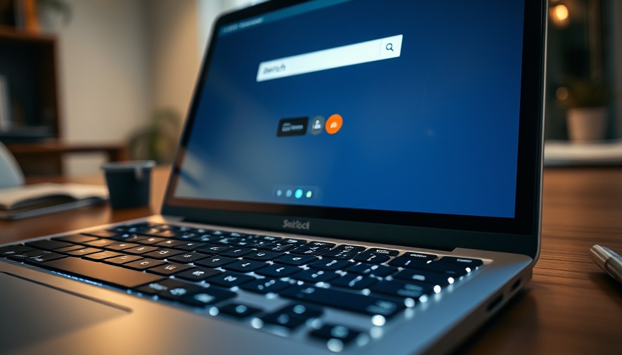 Laptop showing search engine, GEO strategy in content marketing.