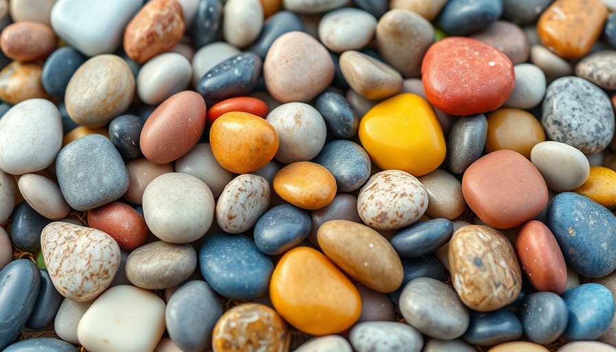 Colorful pebbles evoke mindfulness and mental health.