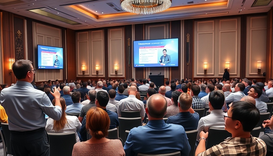 Transforming Sales Reps into Leaders conference, audience listens attentively.