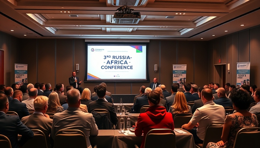 Panel at the 3rd Russia-Africa Conference discussing ties in a dimly lit room.