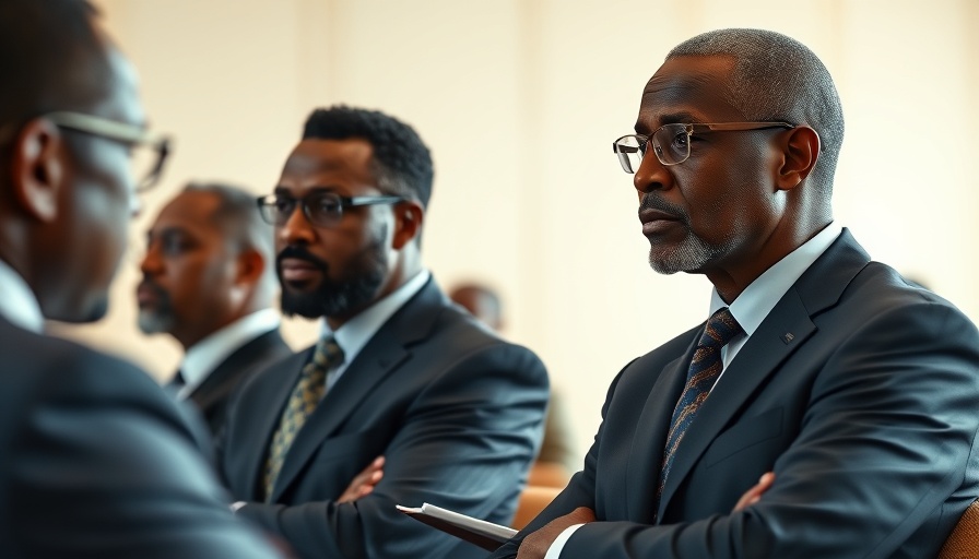 South African leaders reflecting seriously during a discussion.