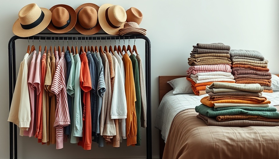 Colorful sustainable fashion clothing hanging on rack.