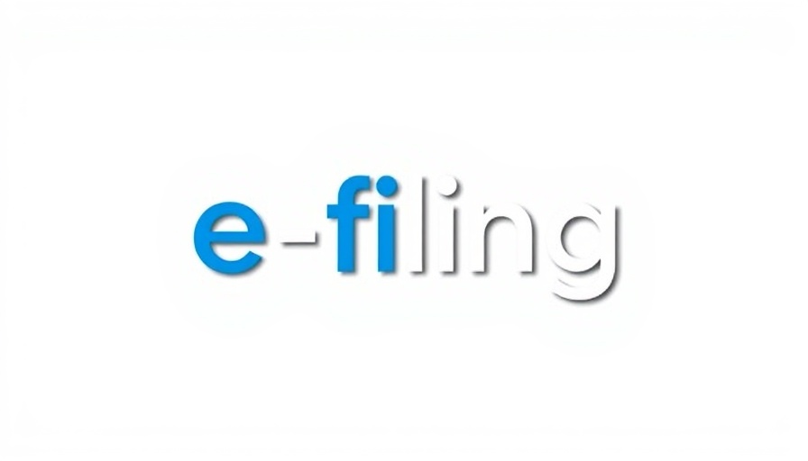 Minimalistic e-filing logo in blue and white.