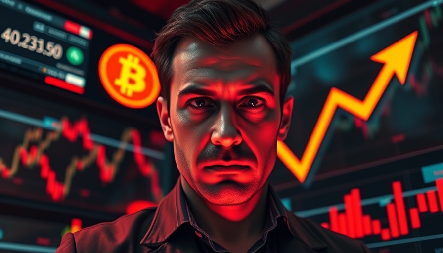 Bitcoin Bull Market Analysis with serious man and vibrant graphics.