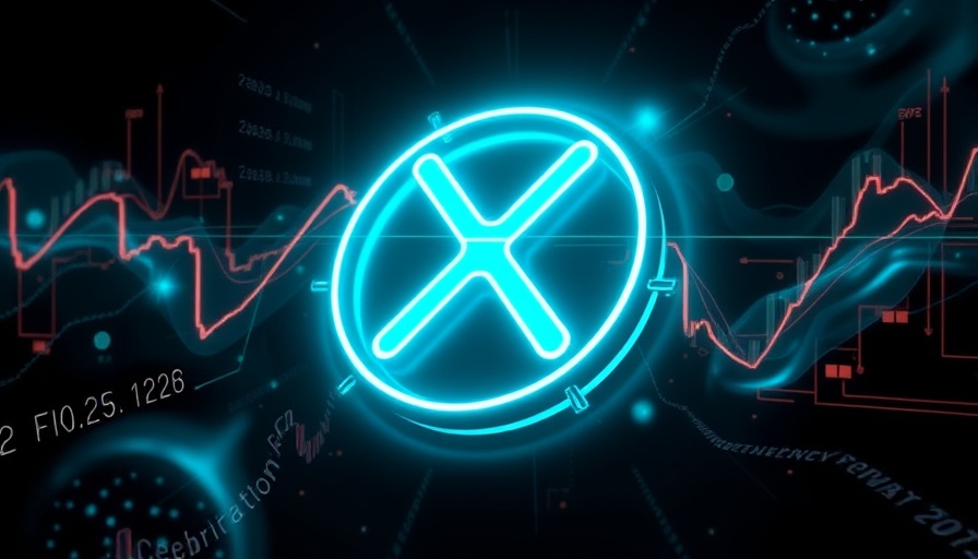 XRP price prediction graphic with glowing cryptocurrency logo.