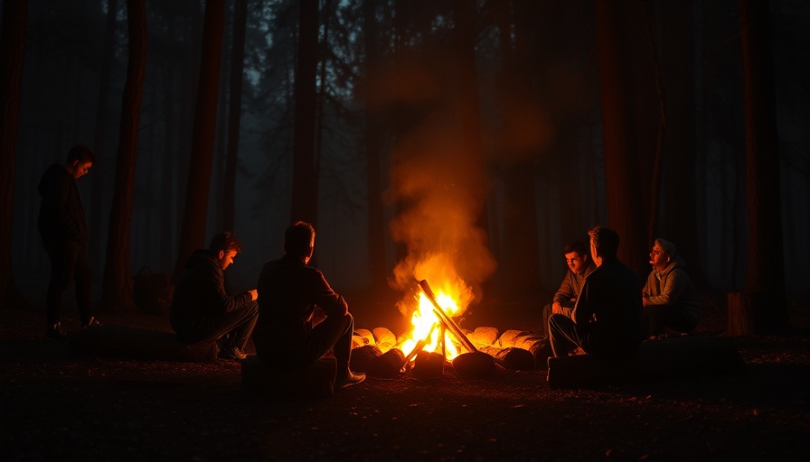 Mystical campfire with silhouettes reflecting on inflammation and depression.
