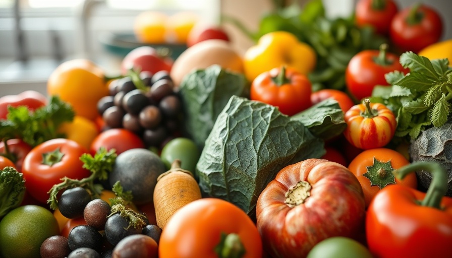 Vibrant assortment of fresh fruits and vegetables on a kitchen counter, support your metabolism naturally.