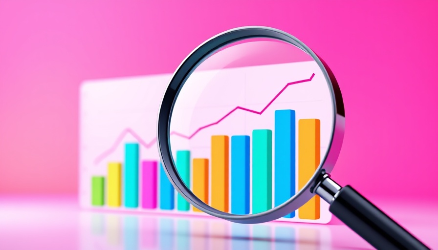 3D illustration of UX analytics chart with magnifying glass against pink gradient.