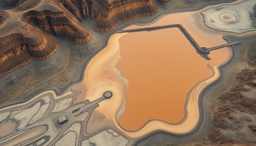 Aerial view of Zambia mining acid spill contamination site.