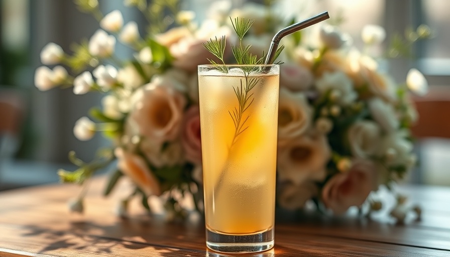 Fennel honey soda recipe in a tall glass with fennel garnish.