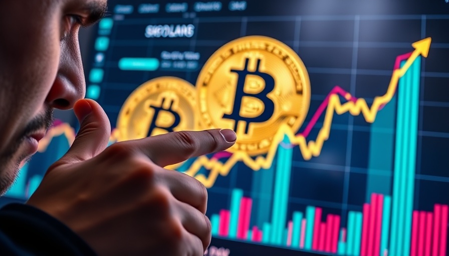 Person pointing at cryptocurrency graph with Bitcoin symbol, highlighting 401k plans invest in crypto.