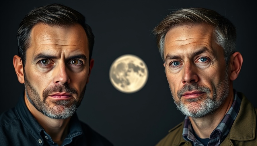 Daily Crypto Live: Two men preparing to go live with moon logo.