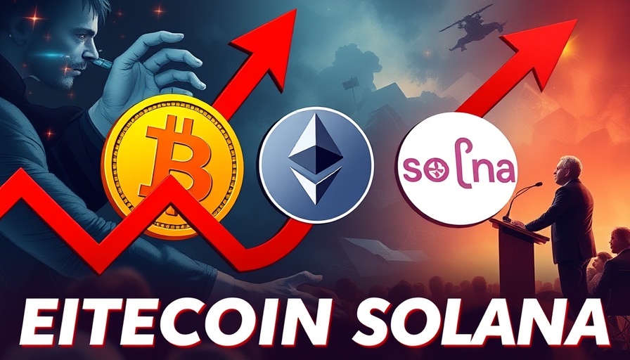 Bitcoin price forecast graphic with symbols and dramatic elements