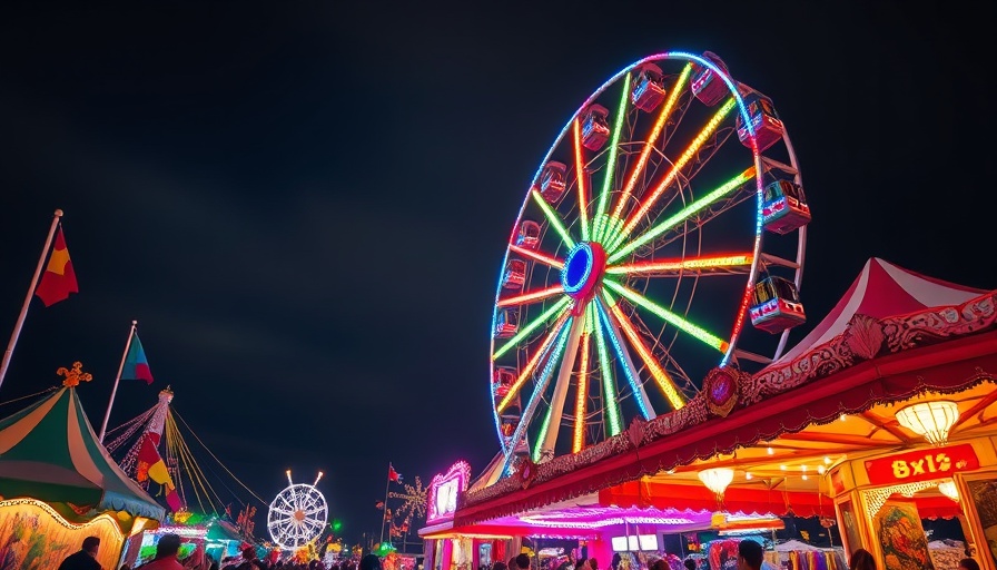 Vibrant carnival with ferris wheel, defining hub and pillar concept.