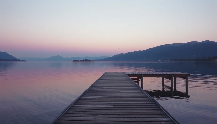 Tranquil lake at twilight for mindfulness and meditation.